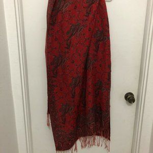 PASKMINA AND SILK WOMEN'S BEAUTIFUL WRAP RED